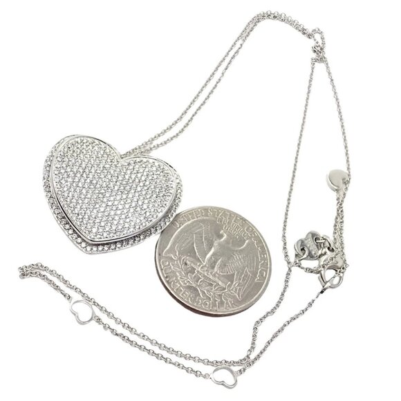 New! Authentic Pasquale Bruni 18k White Gold 2.02ct Pave Diamond Heart Necklace - Picture 5 of 16